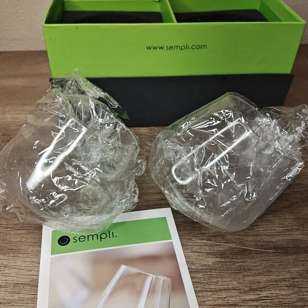 Sempli Cupa-Rocks Glasses Set‎ of 2 Hand-Blown Spinning Wine Stemless Rocks